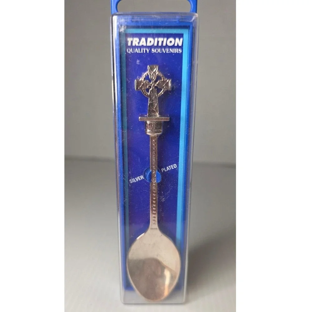 Vintage Silver Plated Cross Spoon Tradition Quality Souvenirs Carded